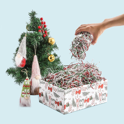 Posh Paper Crinkle Paper, Red Green White Gift Wrapping Filler, 1/2 Lb