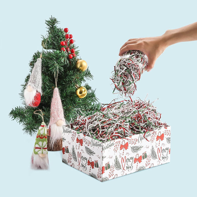 Posh Paper Crinkle Paper, Red Green White Gift Wrapping Filler, 1/2 Lb