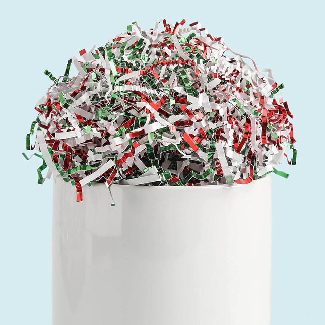Posh Paper Crinkle Paper, Red Green White Gift Wrapping Filler, 1/2 Lb