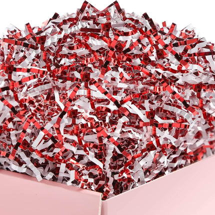 Christmas Red Crinkle Paper White Crinkle Paper Shredded, 1 LB