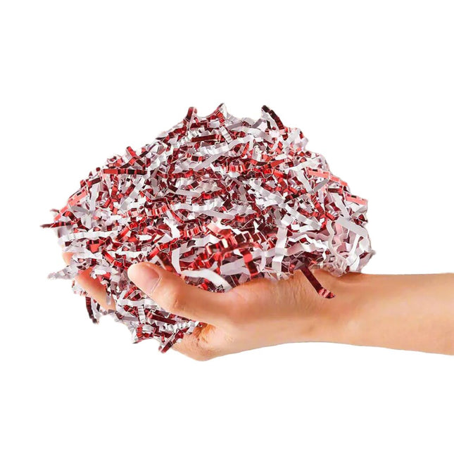 Posh Paper Crinkle Paper Red White Gift Wrapping Paper Filler 1Lb Primary
