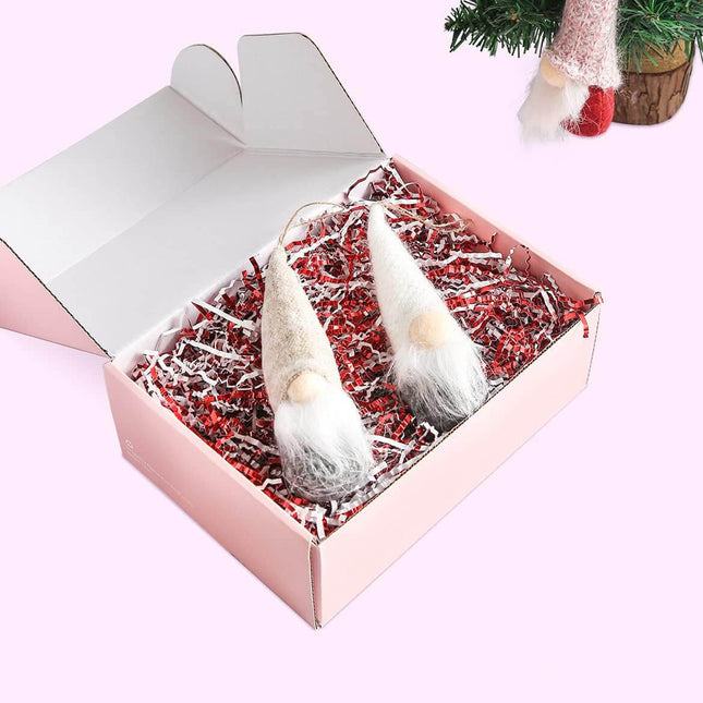 Christmas Red Crinkle Paper White Crinkle Paper Shredded, 1 LB