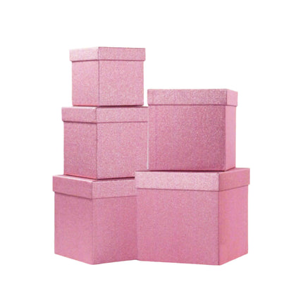 Posh Paper Gift Boxes, Christmas Gift Boxes, Pink - Pack of 5