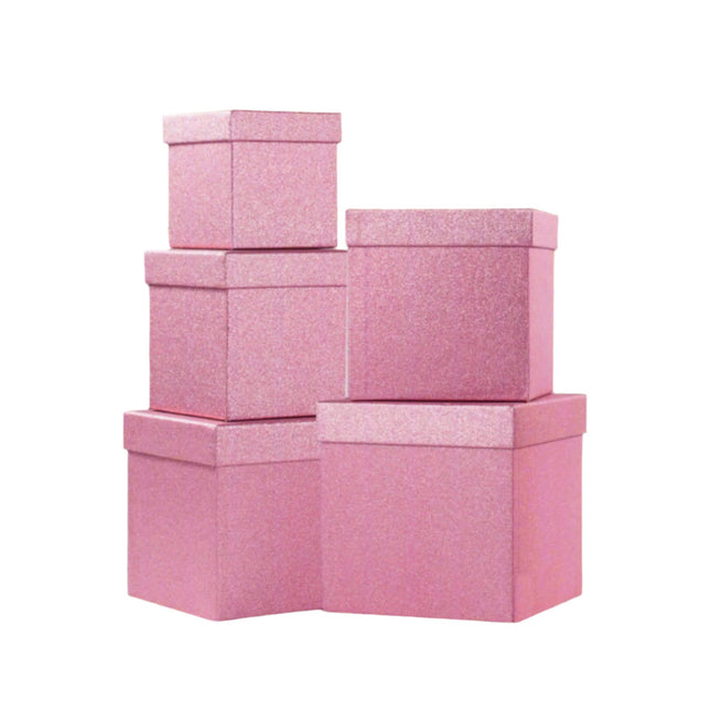 Posh Paper Gift Boxes, Christmas Gift Boxes, Pink - Pack of 5