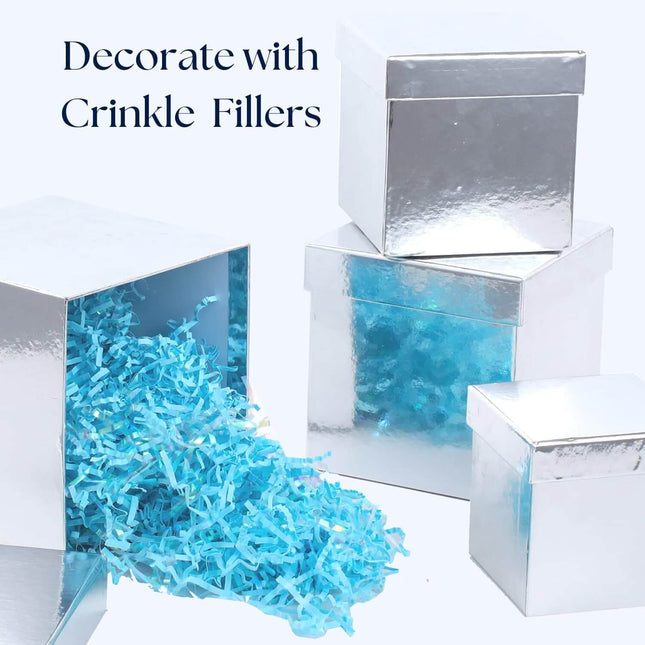 Posh Paper Gift Boxes, Christmas Gift Boxes, Silver - Pack of 5