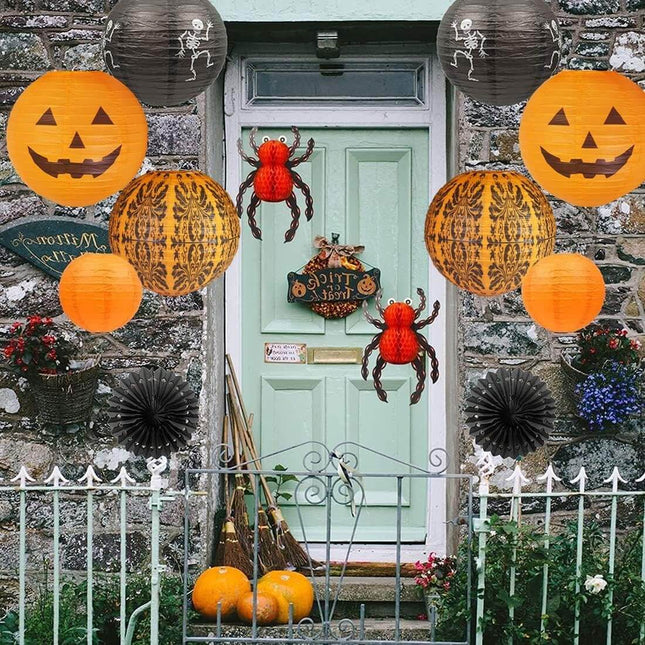 Halloween Decoration Honeycomb Jack-O'-Lanterns Party Set, 12Pcs