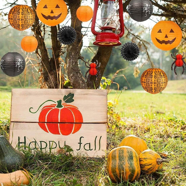 Halloween Decoration Honeycomb Jack-O'-Lanterns Party Set, 12Pcs