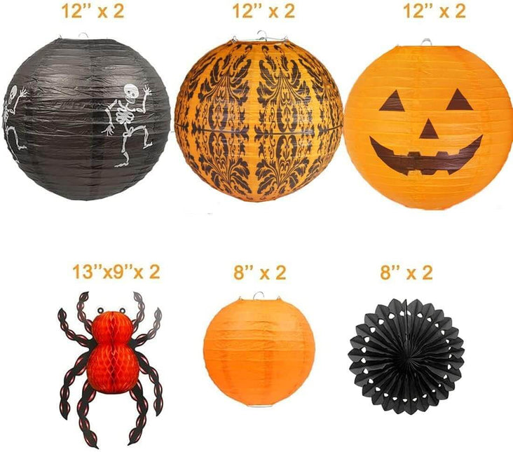 Halloween Decoration Honeycomb Jack-O'-Lanterns Party Set, 12Pcs
