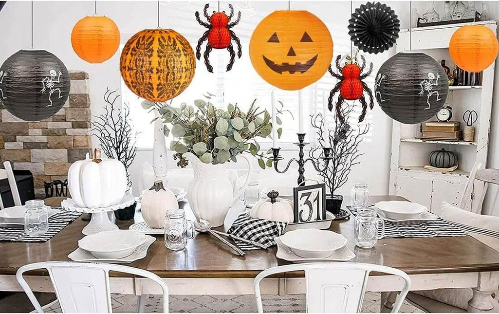 Halloween Decoration Honeycomb Jack-O'-Lanterns Party Set, 12Pcs