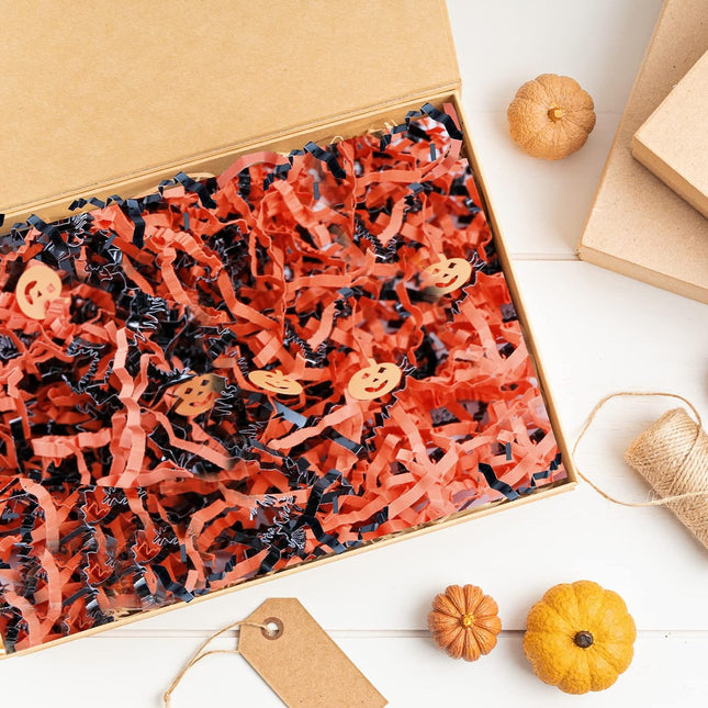 Posh Paper Halloween Themed Crinkle Paper, Pumpkin Faces Matallic Crinkle Shredded Paper
