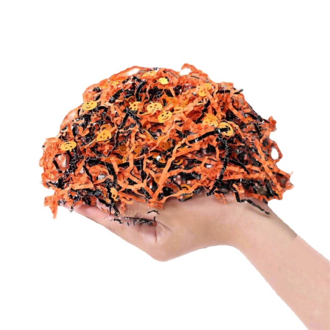 Posh Paper Halloween Themed Crinkle Paper, Pumpkin Faces Matallic Crinkle Paper Filler