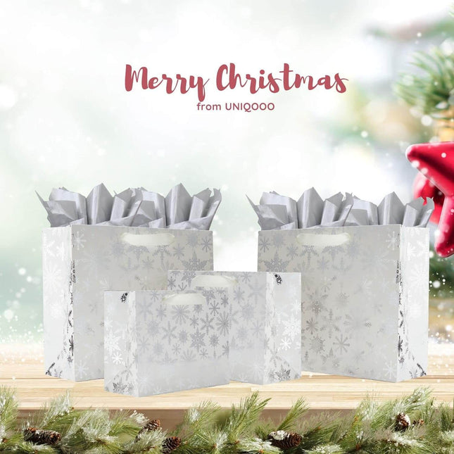 Posh Paper Large Present Gift Bags, Silver Paper Gift Bags Bulk Order