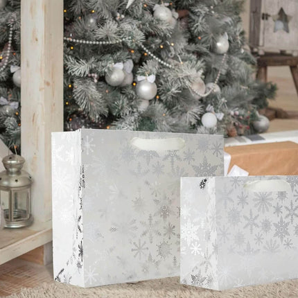 Posh Paper Large Present Gift Bags, Silver Paper Gift Bags Bulk Order