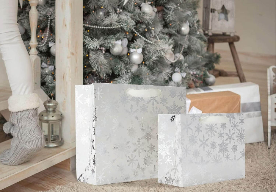 Posh Paper Large Present Gift Bags, Silver Paper Gift Bags Bulk Order