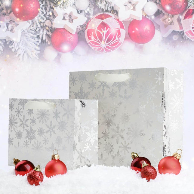 Posh Paper Large Present Gift Bags, Silver Paper Gift Bags Bulk Order
