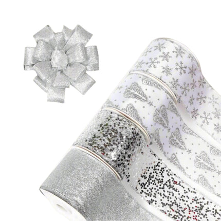 Posh Paper White Ribbons, Christmas Ribbons Wired, 2 1⁄2“ x 40 Yards