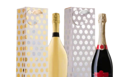 Posh Paper 14"x 4 3⁄4“ x 3 1⁄2“ Wine Gift Bags, Wine Bottle Bags-12 Pc