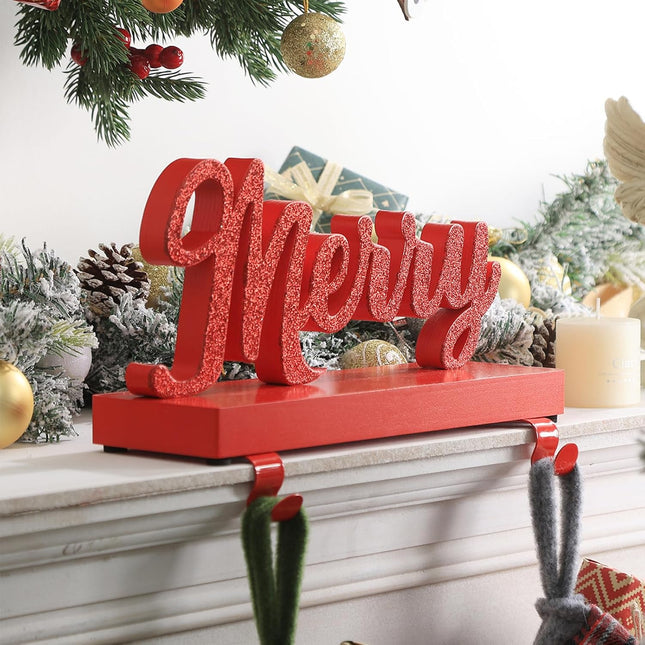 Red "MERRY" Christmas Stocking Holders, Pack of 2
