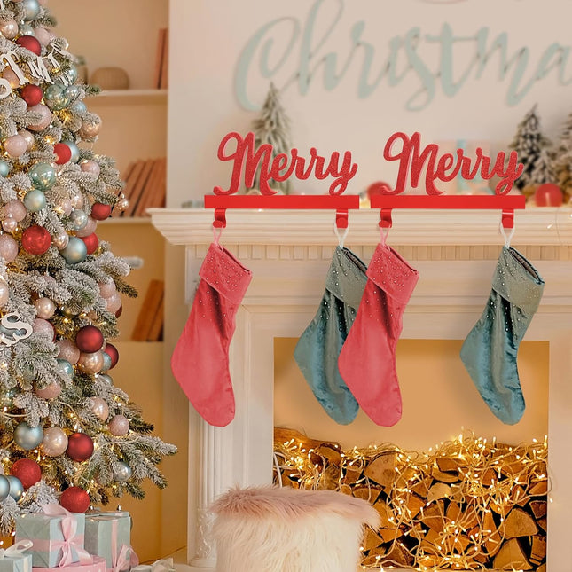 Red "MERRY" Christmas Stocking Holders, Pack of 2