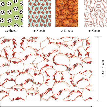 Posh Paper 100 Sheet Sports Ball Pattern Tissue Paper 14 x 20 Inches