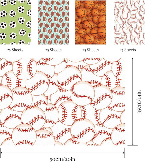 Posh Paper 100 Sheet Sports Ball Pattern Tissue Paper 14 x 20 Inches