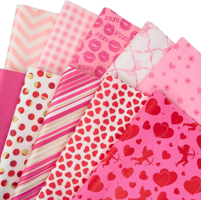 Valentine's Day Tissue Paper Heart Cupid Pink Red XOXO, 100 Sheets