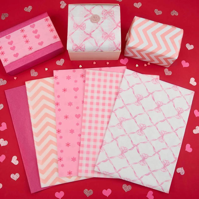 Valentine's Day Tissue Paper Heart Cupid Pink Red XOXO, 100 Sheets