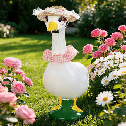FLAIR GIFTS Porch Goose Statue 8pc Accessory Combination Set, Pink Goose Accessories Kit with Glasses Bow Hat Necklace Stickers for 23 Inch Goose, Cute Girl Style Yard Decor (Pink Girl 8PC)