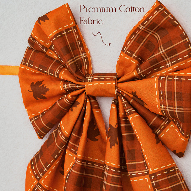 Fall Bow Garland Vintage Plaid Maple Leaf Harvest Decor 8 Ft Banner