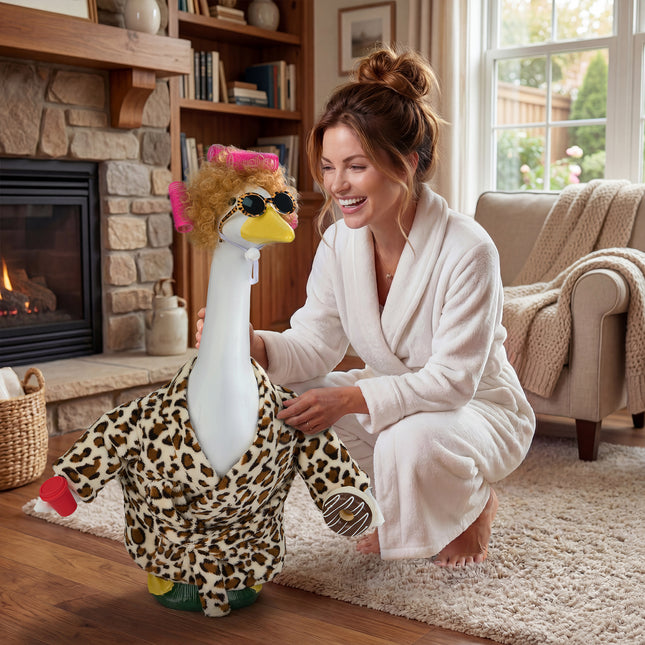 Lady Goose Outfit - 23" Leopard Flannel Bathrobe
