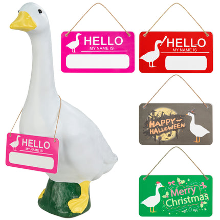 FLAIR GIFTS 4PCS Writable Sign Board Set for 23in Proch Goose Statue