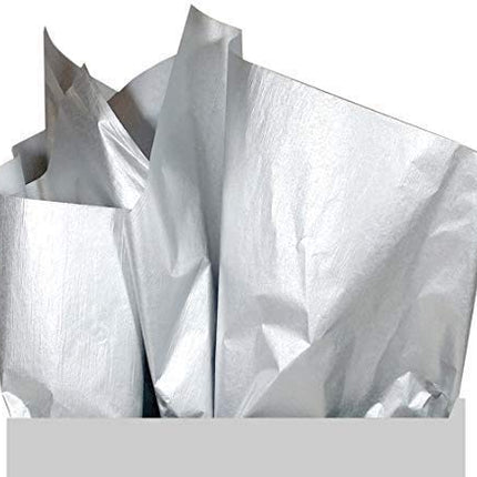 UNIQOOO 100 Sheets Metallic Silver Foil Gift Tissue Paper Bulk, 20X14 Inch, Art Wrapping Paper For Gift Bag Box Packing, Wedding Birthday Party Favor, Pom Pom Piñata Tassel