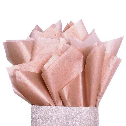 UNIQOOO 100 Sheets 20X14 Premium Metallic Rose Gold Tissue Gift Wrap Paper Bulk, Great for Gift Bag, Recyclable Gift Wrapping Accessory, Perfect for Small Gift Bags, Pinata, Wedding, Party, Cutout