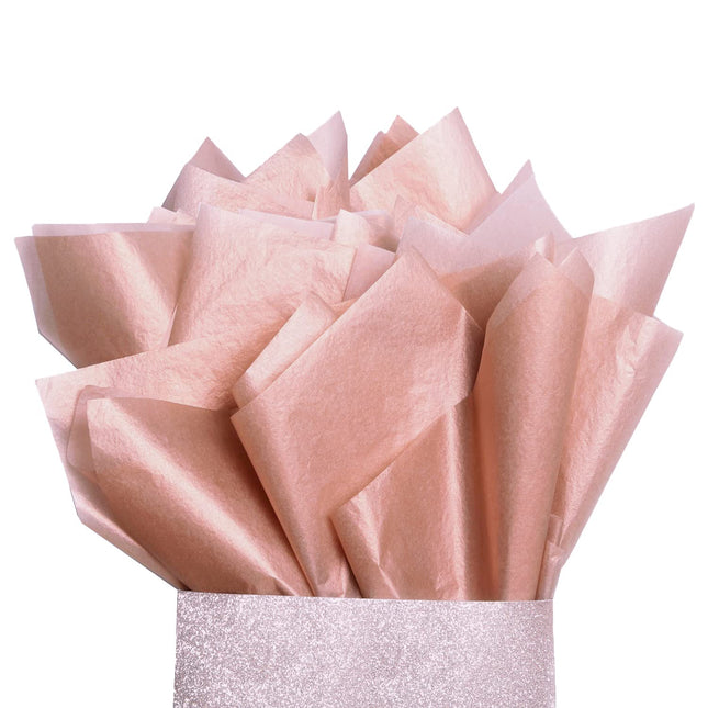 UNIQOOO 100 Sheets 20X14 Premium Metallic Rose Gold Tissue Gift Wrap Paper Bulk, Great for Gift Bag, Recyclable Gift Wrapping Accessory, Perfect for Small Gift Bags, Pinata, Wedding, Party, Cutout