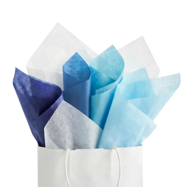 UNIQOOO 500 Sheets Blue Tissue Paper Bulk, Acid-free 5 Colors Tissue Paper for Gift Bags Gift Wrap Supplies Bulk for Crafts Party Decorations Art Projects, 20x14 Inch