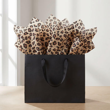 UNIQOOO 60 Sheets Leopard Tissue Paper, Cheetah Print Tissue Paper Gift Wrapping Papers for Birthday Jungle Safari Party Favor Gift Packing Crafts, 20x 14 Inch