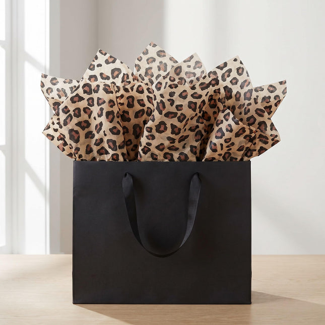 UNIQOOO 60 Sheets Leopard Tissue Paper, Cheetah Print Tissue Paper Gift Wrapping Papers for Birthday Jungle Safari Party Favor Gift Packing Crafts, 20x 14 Inch