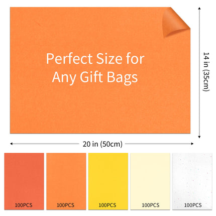 UNIQOOO 500 Sheets Orange Tissue Paper Bulk for Gift Bags, 20x14 Inch Gift Wrapping Tissue Paper, Acid Free 17gsm Soft Wrap Sheets for Autumn Birthday Party DIY Crafts