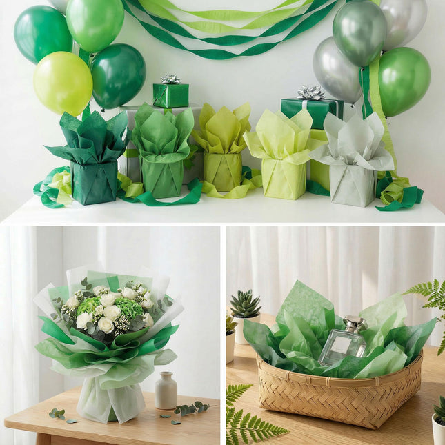 500 Sheets Green Tissue Paper Bulk, 5 Colors Tissue Paper for Gift Bags Gift Wrap Supplies Bulk for Crafts Party Decorations Art Projects, 20x14 Inch