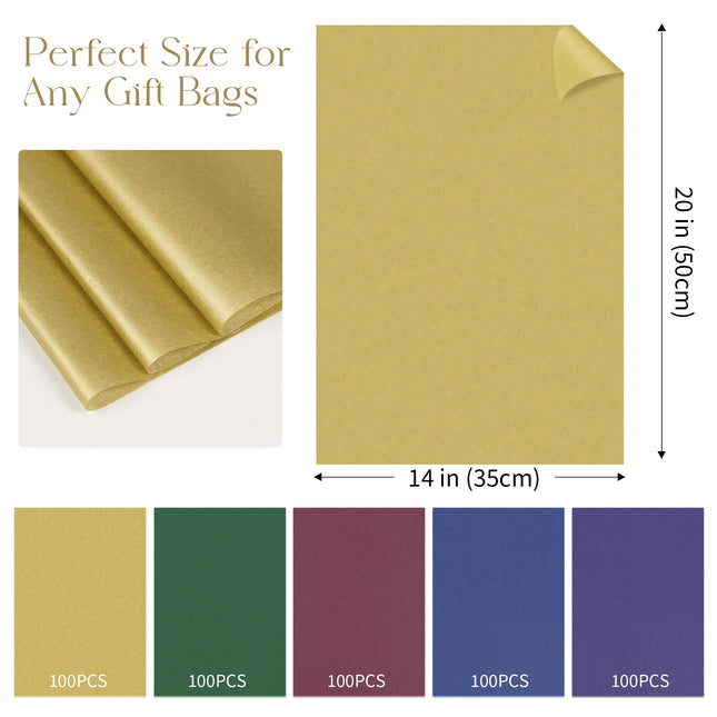 UNIQOOO 500 Sheets Assorted Jewel Tone Tissue Paper Bulk for Gift Bags, 20x14 Inch Gift Wrapping Tissue Paper, Acid Free 17gsm Colored Wrap Sheets for Christmas Birthday Party DIY Crafts