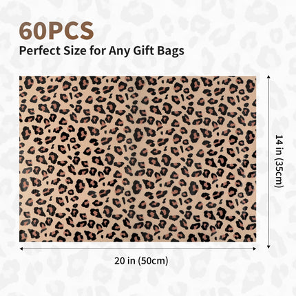 UNIQOOO 60 Sheets Leopard Tissue Paper, Cheetah Print Tissue Paper Gift Wrapping Papers for Birthday Jungle Safari Party Favor Gift Packing Crafts, 20x 14 Inch