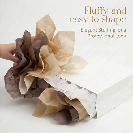 UNIQOOO 500 Sheets Brown Tissue Paper Bulk for Gift Bags, 20x14 Inch Gift Wrapping Tissue Paper, Acid Free 17gsm Rustic Wrap Sheets for Thanksgiving Party Birthday DIY Crafts