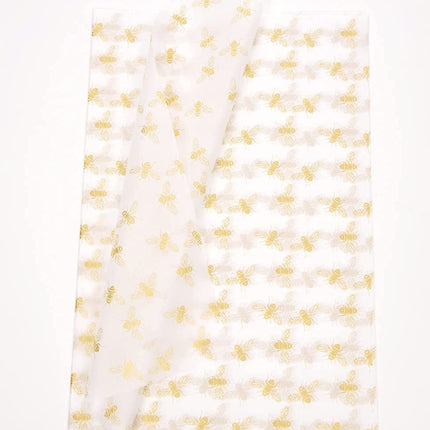 UNIQOOO 40 Sheets Large 26X20 Inch Metallic Gold Foil Honey Bee Gift Wrapping Tissue Paper Bulk, for Wedding Birthday Baby Shower Party Favor, Gift Bag Box Packaging, DIY