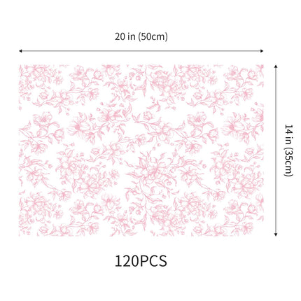 UNIQOOO 120 Sheets Pink Floral Tissue Paper, Rose Pink Bloom Gift Wrapping Paper for Wedding, DIY Craft Tissue for Birthday Party Decoration Packaging, 20 x 14 Inch