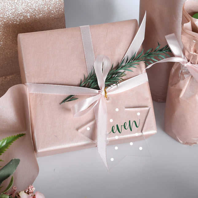 UNIQOOO 100 Sheets 20X14 Premium Metallic Rose Gold Champagne Gold Tissue Gift Wrap Paper Bulk Recyclable Gift Wrapping Accessory - Perfect for Small Gift Bags, Wedding, Party, DIY Craft