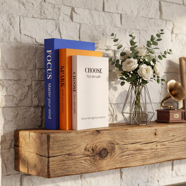 Decorative Books for Home Decor, Set of 3 Faux Books with Hidden Storage, Matte Silk Fake Book Box for Coffee Table Bookshelf Decor (Preppy blue-orange-white)