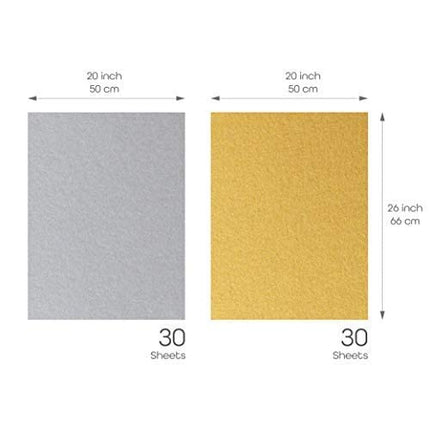 UNIQOOO 60 Sheets Metallic Gold Silver Gift Tissue Paper Set, 20X26 in, Recyclable Durable for Gift Bag Box Gift Wrapping DIY Craft, Wedding Birthday Party Favor Decor, Shredded Filler