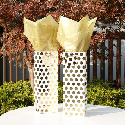 UNIQOOO 100 Sheets Metallic Gold Foil Tissue Paper Bulk, Recyclable Durable for Gift Bags Box Gift Wrapping DIY Craft, Wedding Birthday Party Favor Decor, Shredded Filler, Pinata, 20X14in