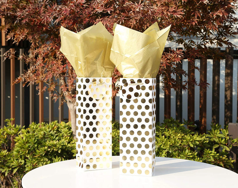 UNIQOOO 100 Sheets Metallic Gold Foil Tissue Paper Bulk, Recyclable Durable for Gift Bags Box Gift Wrapping DIY Craft, Wedding Birthday Party Favor Decor, Shredded Filler, Pinata, 20X14in