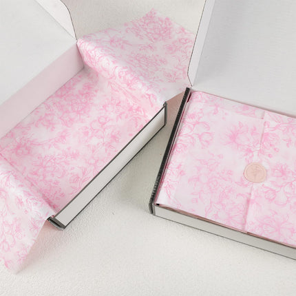 UNIQOOO 120 Sheets Pink Floral Tissue Paper, Rose Pink Bloom Gift Wrapping Paper for Wedding, DIY Craft Tissue for Birthday Party Decoration Packaging, 20 x 14 Inch